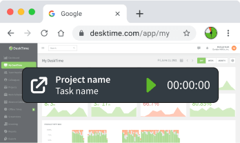 An image depicting the browser-based version of DeskTime’s time tracker